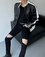 グロッシーバイカーレザージャケット / ENOC Glossy Biker Leather Jacket (2 colors)