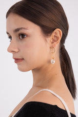 オーバルリンクニットペンダントドロップピアス/Oval link knit pendant drop earring