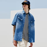 ウォッシュドデニムウェスタンシャツ / WASHED DENIM WESTERN SHIRT BLUE