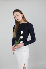 ボタンバンディングロングスカート / Button Banding Long Skirt Ivory