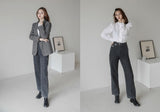 ボタンドストレートデニムジーンズ / BUTTONED STRAIGHT BLACK GRAY DENIM JEAN [6879]