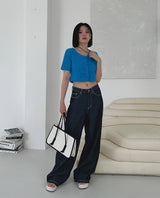 リネンローワイドパンツ/no,1048 linen raw wide pants