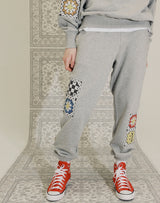 GRANNY SQUARE JOGGER PANTS GRAY MELANGE (6691423617142)