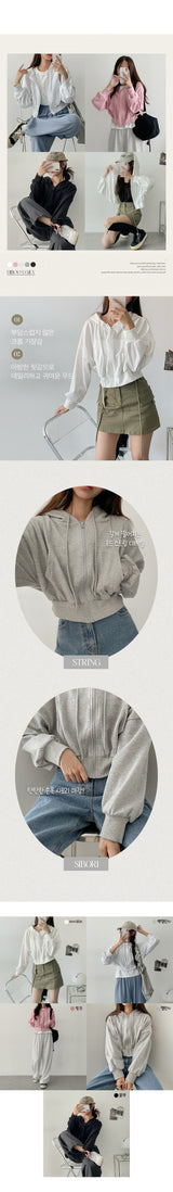 Nesmuji Cropped Hooded Zip-Up