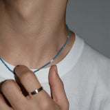 LOVE SKINNY BEADS NECKLACE BLUE (M)