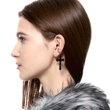 NO.474 [BLACK] KNOT CROSS EARRING