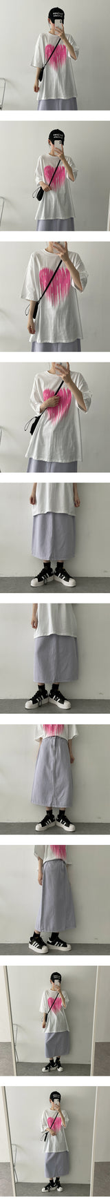 セーフピンクハート半袖Tシャツ / Safe pink heart short sleeve T-shirt