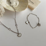 ハートチェーンマザーオブパールネックレス/hhr Heart chain mother-of-pearl necklace