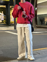 コットンワンタックバンドウエストワイドパンツ / Cotton One Tuck Banded Waist Wide Pants (7 colors)