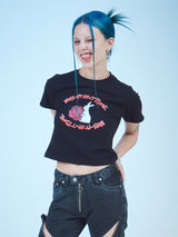 ラビットクロップTシャツ / RABBIT CROP T-SHIRTS(Bk)