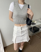 リパ Vネックツイストクロップニットベスト