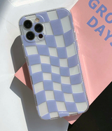 トランスペアレントチェッカーボードパープルフォーンケース / Transparent Checkerboard Purple Phone Case