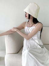 ロシトンビンテージマザーオブパールボタンノースリーブロングワンピース / Roshton vintage mother-of-pearl button sleeveless long dress