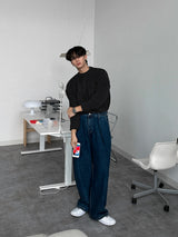 De Lap Signature One Tuck Wide Denim Pants (037)