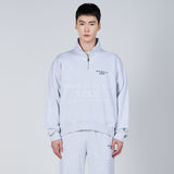 BASIC LOGO NEEDLEWORK PULLOVER SWEATSHIRT MELANGE 