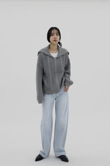 カラプレッツェルニットジップアップ / Kara pretzel knit zip-up (5color)
