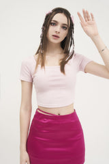 クロップドロゴTシャツ / [Seow] Croped logo T-shirts, pink