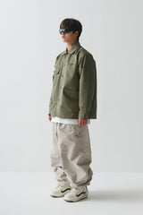 ロゴカラーコットンベーシックジャケット/BSR2223FWJK065 LOGO COLLAR COTTON BASIC JACKET KHAKI