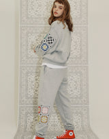 GRANNY SQUARE JOGGER PANTS GRAY MELANGE (6691423617142)