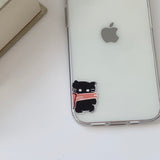 ブラック - サムキャットマフラーカップルスマホケース