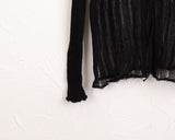 Raon see-through damage corset long sleeve crop knit
