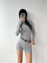 ツーピースリブスリムパンツ (Belt included)