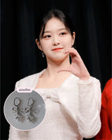 [IU Piercing] Dainty Heart Crystal and Ribbon Huggies Piercing - Silver Color
