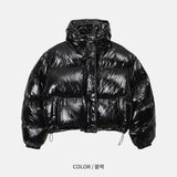 (UNISEX) グロッシーフードクロップストリングダウン