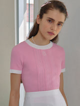 SMALL LOGO HALF KNIT PINK