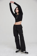 mii リブ LS クロップTシャツ / mii RIBBED LS CROP T-SHIRT BLACK