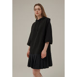 プリーツフードジャージードレス / PLEATS HOOD JERSEY DRESS_BLACK