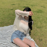 シースルーブックルリネンサマーニット