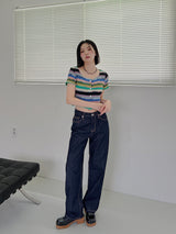 カラーショートスリーブカーディガン/Color short sleeve cardigan (2color)