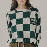 チェッカーボードニットトップス / CHECKER BOARD KNIT TOP_GREEN