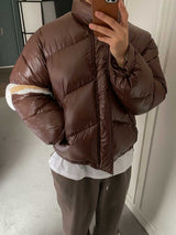 ASCLO 光沢斜めパッド入りジャンパー (4color)