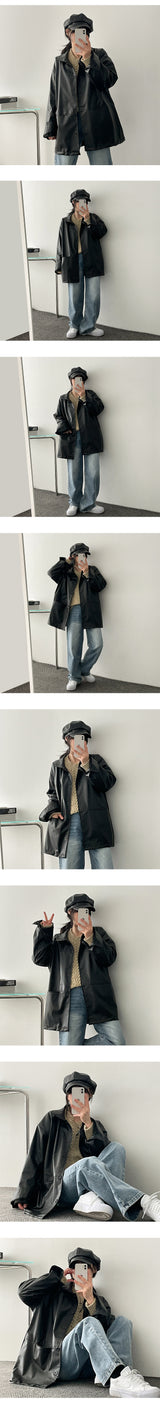 Conta leather long jacket