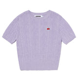 SMALL CHERRY CABLE CROP SHORT SLEEVE KNIT [LAVENDER]