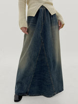 ビンテージデニムマクシスカート / Vintage Denim Maxi Skirt (Banding)