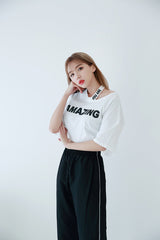 チョーカーショートスリーブクロップTシャツ / TOP(6656) Choker Short Sleeve Crop Tee