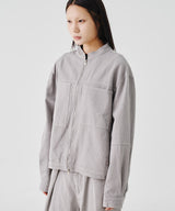 NO COLLAR CROPED JACKET (GRAY) / SET-UP