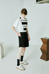 STITCH WIDE TURN UP HALF PANTS BLACK (6554120552566)