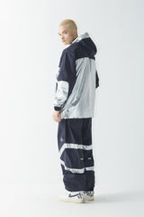ウィンドブレーカーフーデッドステッチジャケット/BSR2223FWJK034 MMM WINDBREAKER HOODED STRETCH JACKET SILVER/NAVY