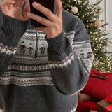メリークリスマスウール40%セミジップアップニット