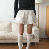 Lisen Ribbon Lace Balletcore Low Rise Mini Skirt