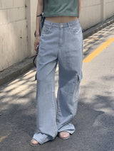 ビソップサマーフードファブリックワイドカーゴデニムパンツ / Bisopp Summer Hooded Fabric Wide Cargo Denim Pants