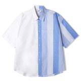 SOLID & MULTI STRIPE HALF SHIRT BLUE (6566875070582)