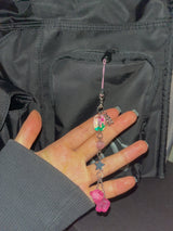 Pinky bear flower phone strap