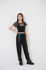 スリーブレスレイヤードクロップTシャツ/TOP(9233)Sleeveless Layered Crop Tee