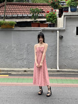 グリックフラワースクエアロングナシワンピース/Greek Flower Square Long Sleeveless Dress