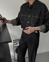 ECTフェイクデニムワイドパンツ / ECT Fake Denim Wide Pants (Set - Up / 1 color)